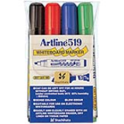 EK-519 Artline Dry Safe Whiteboard Markers 4PK are sold in packs of four and are best used on glass, porcelain, whiteboards, and electronic whiteboards, they come with a safe 2.0-5.0mm Chisel Tip and can be ordered on Xstampers.com