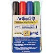EK-519 Artline Dry Safe Whiteboard Markers 4PK are sold in packs of four and are best used on glass, porcelain, whiteboards, and electronic whiteboards, they come with a safe 2.0-5.0mm Chisel Tip and can be ordered on Xstampers.com